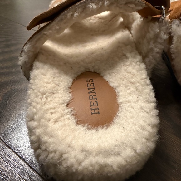 Hermes Suede Goatskin Woolskin Chypre Sandals 100% Authentic Naturel/écru - Picture 5 of 10